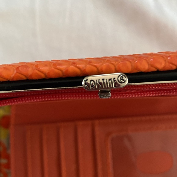 Orange wallet, clip wallet, billfold, orange clutch, Kristine brand wallet, cute - Picture 5 of 6